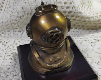 Vintage diving helmet paperweight desk deluxe gift for him Christmas sailor collectors sea enthusiasts