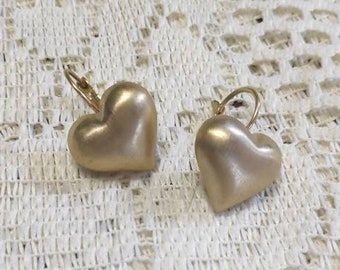 VINTAGE HEART EARRINGS in gold-colored iron, elegant pendants for a birthday gift to a mother, grandmother, girlfriend, an original pair