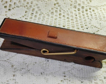 Vintage leather document holder giant peg decoration office desk man original Christmas anniversary birthday gift