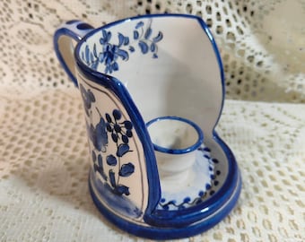 Vintage ceramic candle holder, hand-painted Mediterranean gift