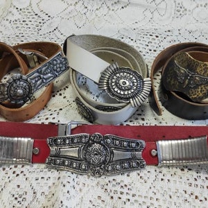 VINTAGE LEATHER BELT original iron buckle studs boho cinta leather hippy 70s cowboy cowgirl metal fashion style tribal gift
