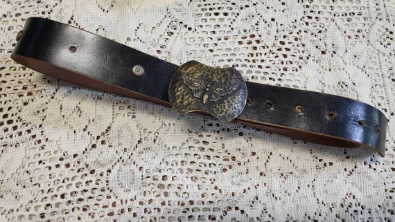 VINTAGE LEATHER BELT Original Iron Buckle Studs Boho Cinta  display picture 1
