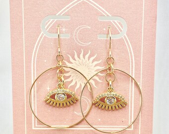 evil eye gold filled hoop earrings