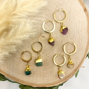 gold filled gemstone huggies