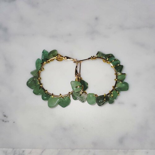Boho Gemstone shops hoop earrings in gold/silver. 25MM/30MM/35MM