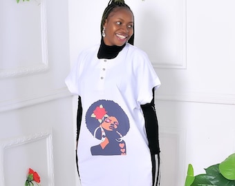 White African Danshiki Shirt Dress, Black History Shirt, Plus Size Women Dress, Custom Personalize Women Shirt Dress,