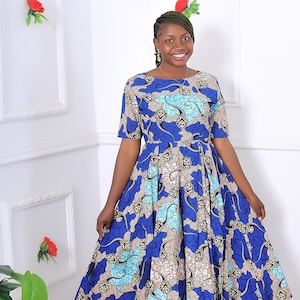 Maxi Wedding Guest Dress, Women's Dress, African Print Prom Dress, Ankara Dress image 1