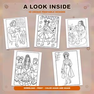 Black Girl Fall Coloring Book Autumn Glow PDF & PNG Printable Pages image 2