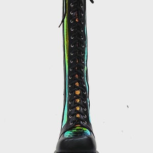 Womens Platform Boots Chunky Goth Combat Boots Iridescent Python Knee High Festival Shoes image 6