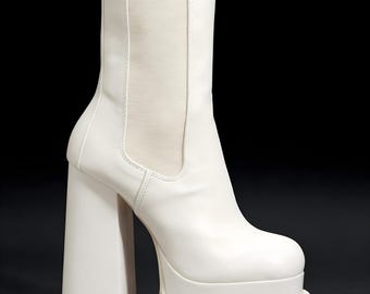 Chunky Platform Boots for Raves and Festival Fashion Womens Slip On Platforms For Goth Emo Fashion Baddies Gaga Glam Statement Boots