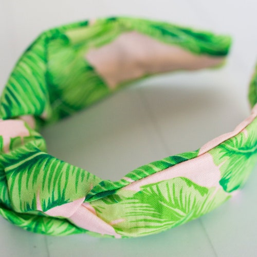 Tropical Palm Leaf Knotted Headband Etsy