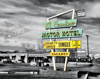 El Camino Motor Motel Vintage Neon Sign Fine Art Print - Signed and Matted