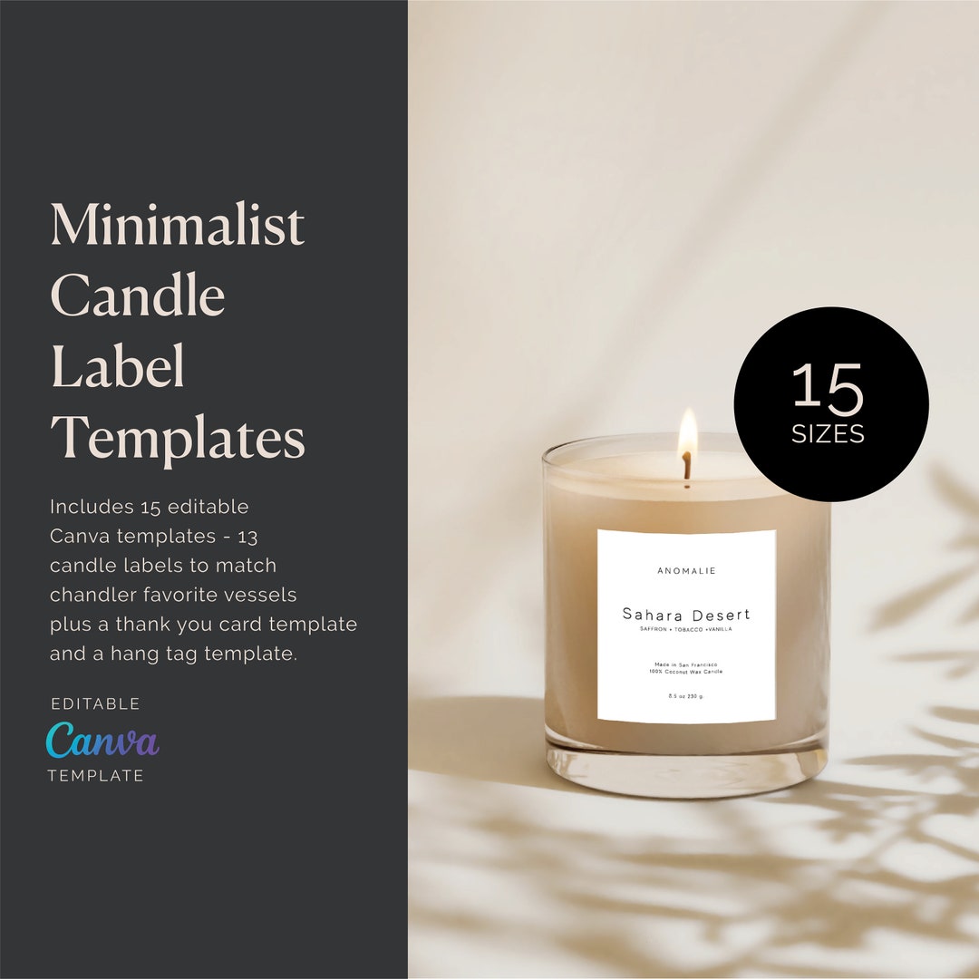 Minimal Candle Label Template Custom Product Label - Etsy