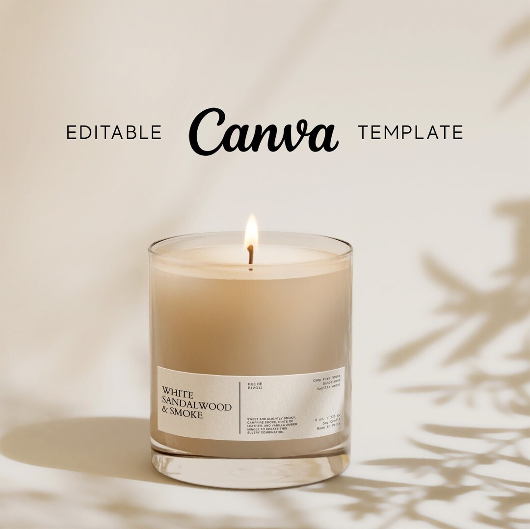 Minimal Candle Label Template | Custom Product Label | Editable Canva ...