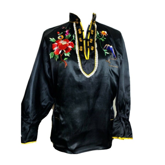 Vintage 1940s Satin Embroidered Chinese/ Asian Paj
