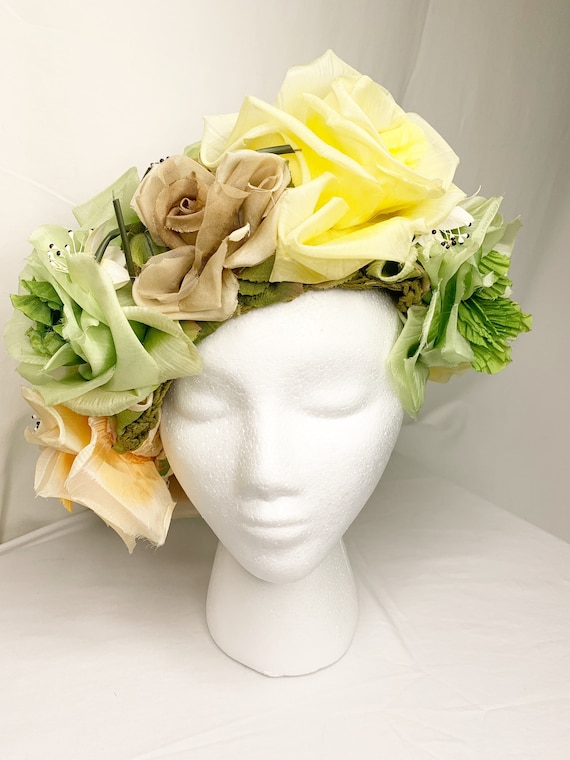 Vintage 1950s Flower / Garden Party Hat - Milliner
