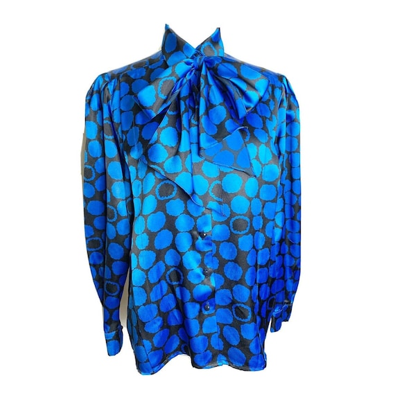 Vintage Givenchy Satiny Secretary Blouse With Neck