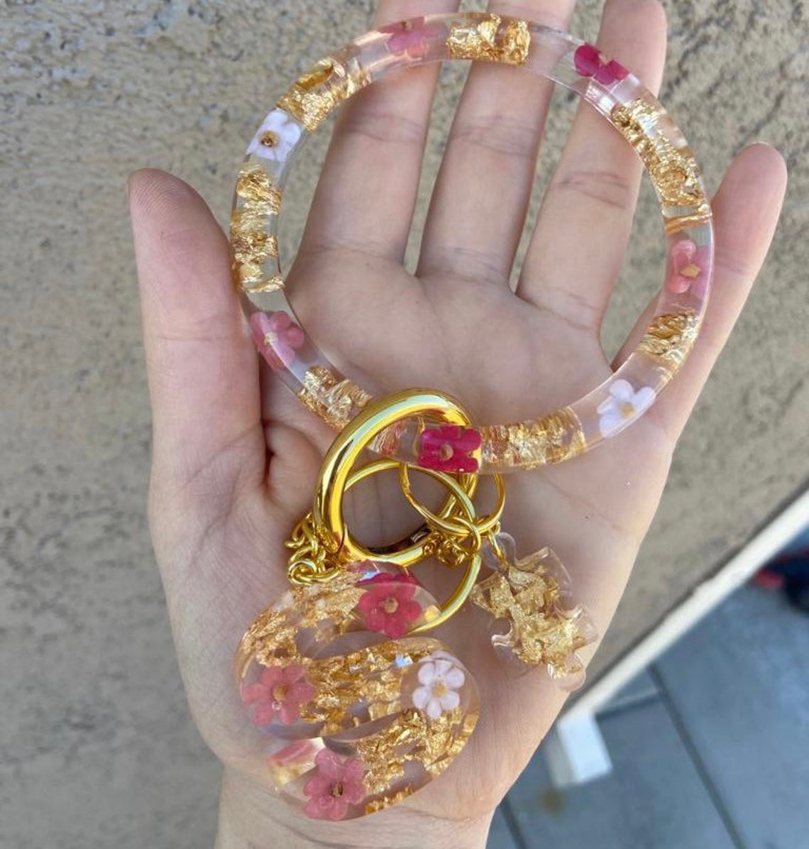 Personalized keychain braceletResin handmade keychain ring Etsy