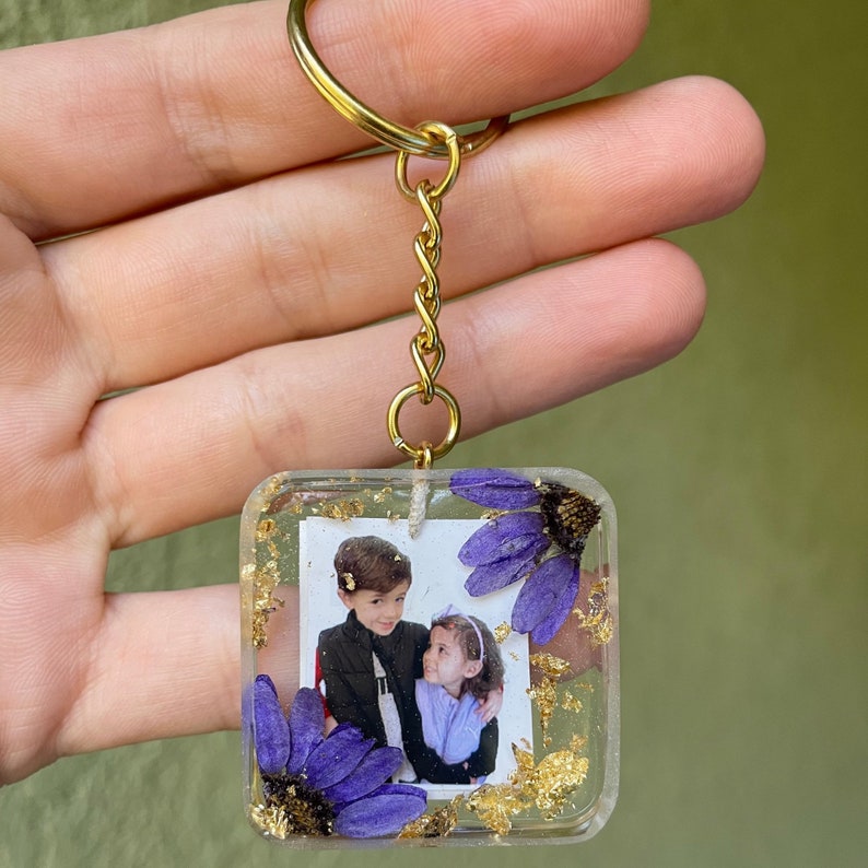 Photo keychain resin photo keychain picture keychain small Etsy