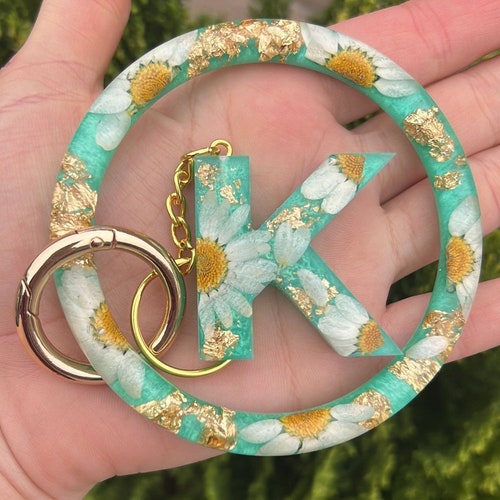 Personalized Keychain Braceletresin Handmade Keychain Ring Etsy