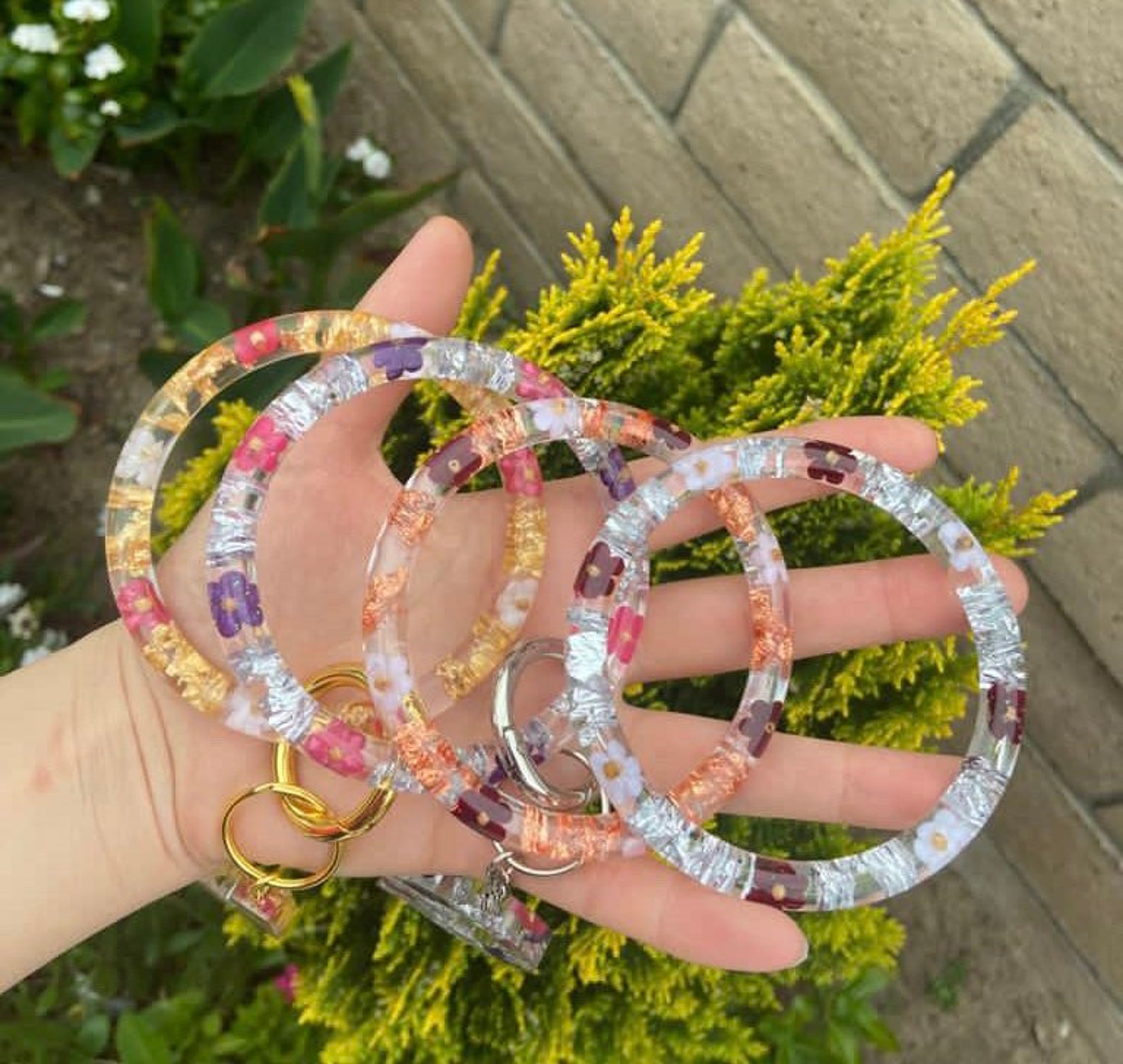 Personalized keychain braceletResin handmade keychain ring Etsy