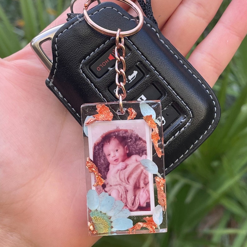 Photo keychain resin photo keychain picture keychain small Etsy