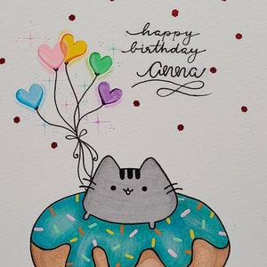 Pusheen in a Donut Birthday/Graduation Card