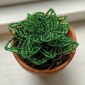 Potted Succulent, Faux Succulent, faux flower, beaded Succulent, house plant