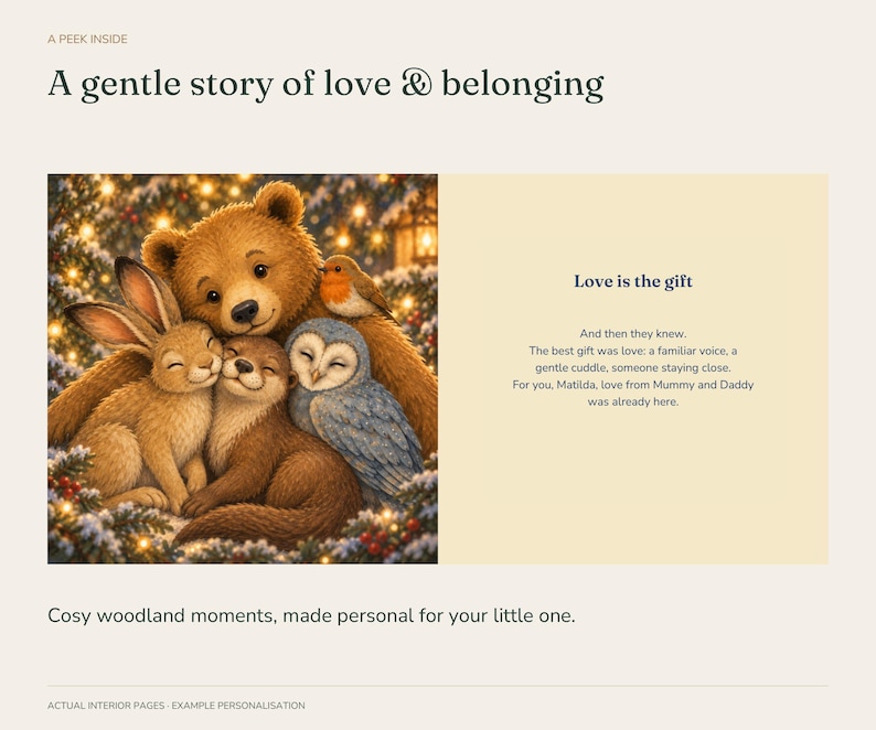 Personalised First Christmas Book for Baby, Woodland Animal Story ...