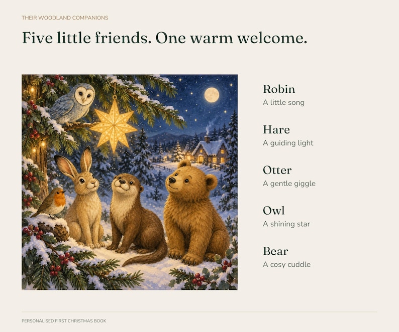 Personalised First Christmas Book for Baby, Woodland Animal Story ...