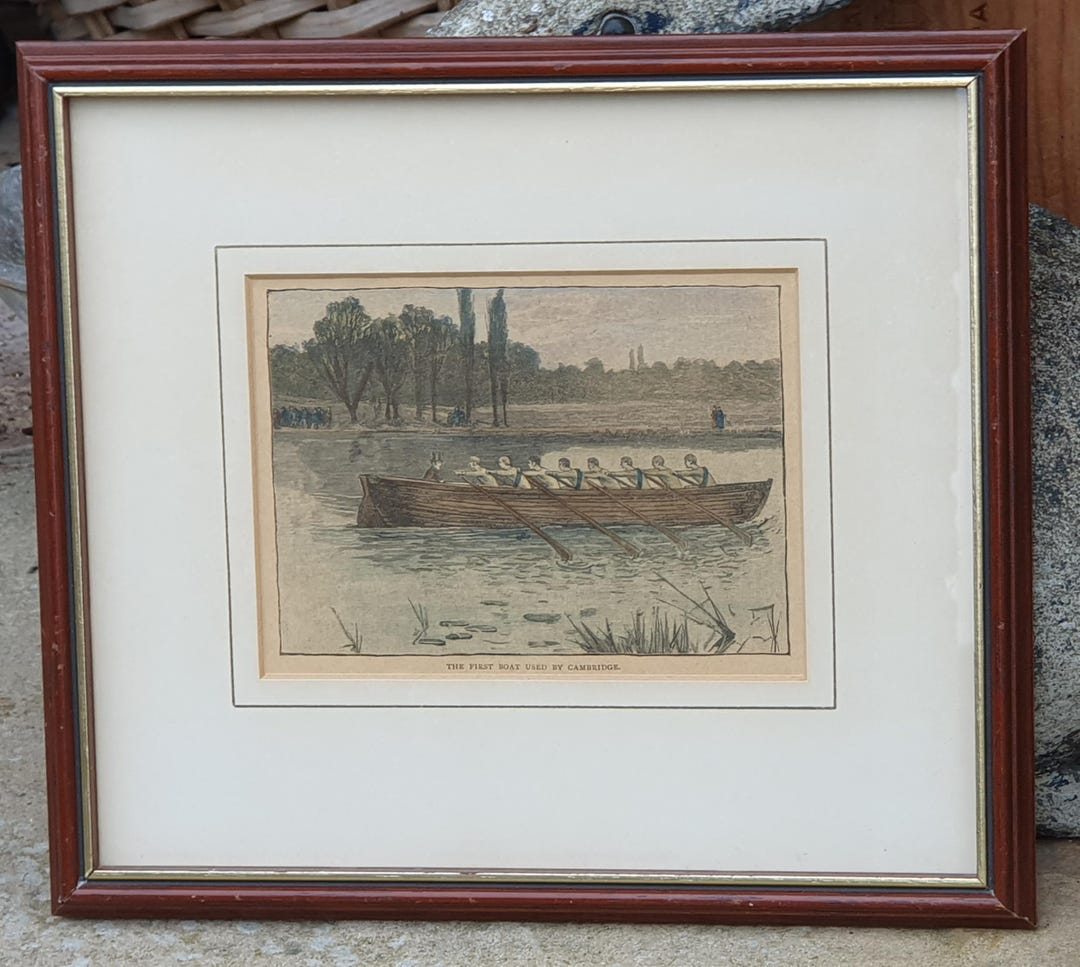 Antique Victorian Engraving 'the First Boat Used by Cambridge' From the ...