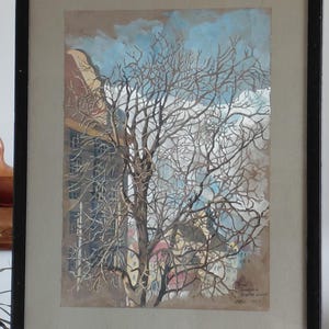 Large Original Early C20th Alpine Landscape Watercolour Titled 'From Innsbruck Hospital Window' Artist Signed 'UR' Dated 1927