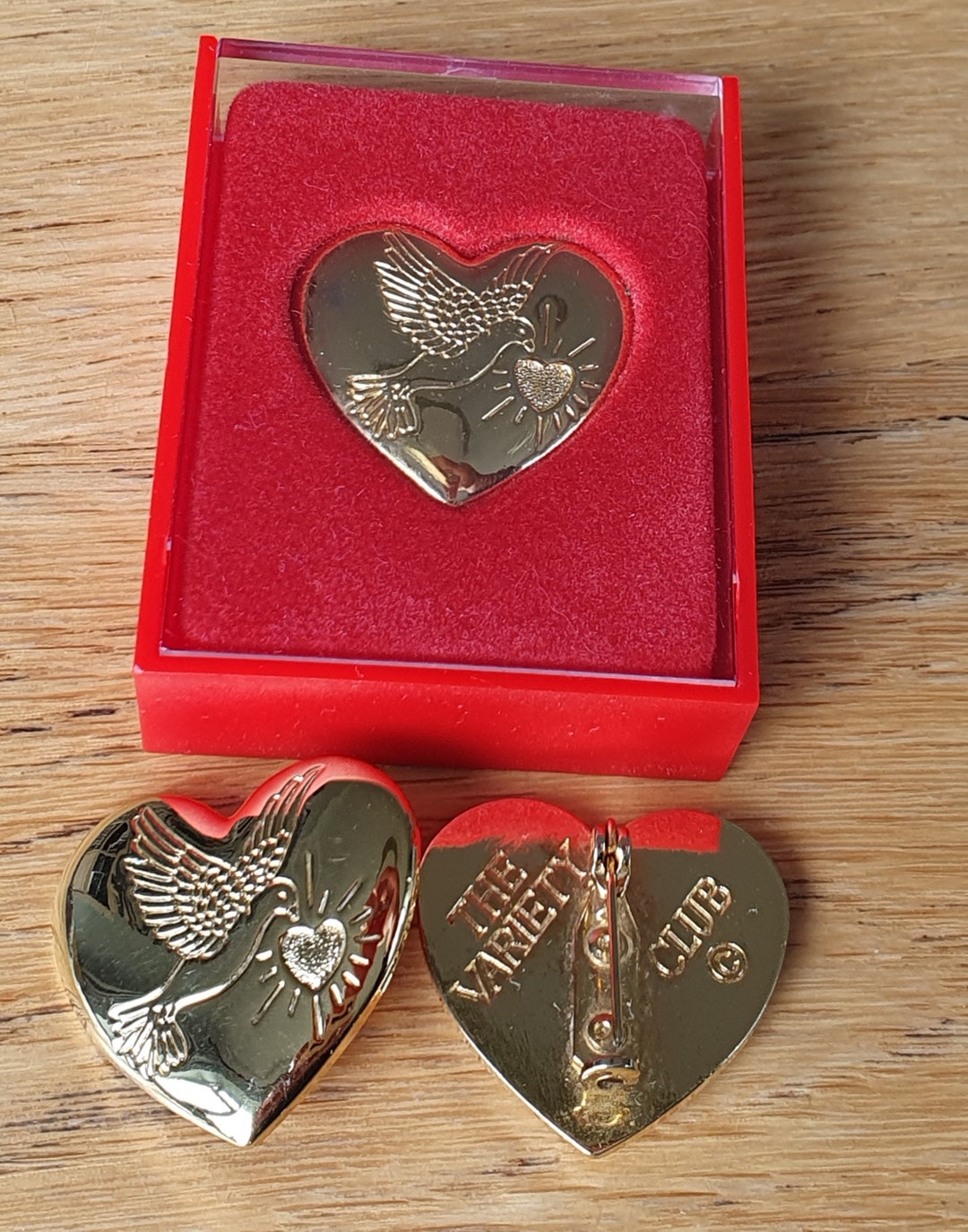 Unique Collection of 20 Variety Club Gold Heart Badges Pins