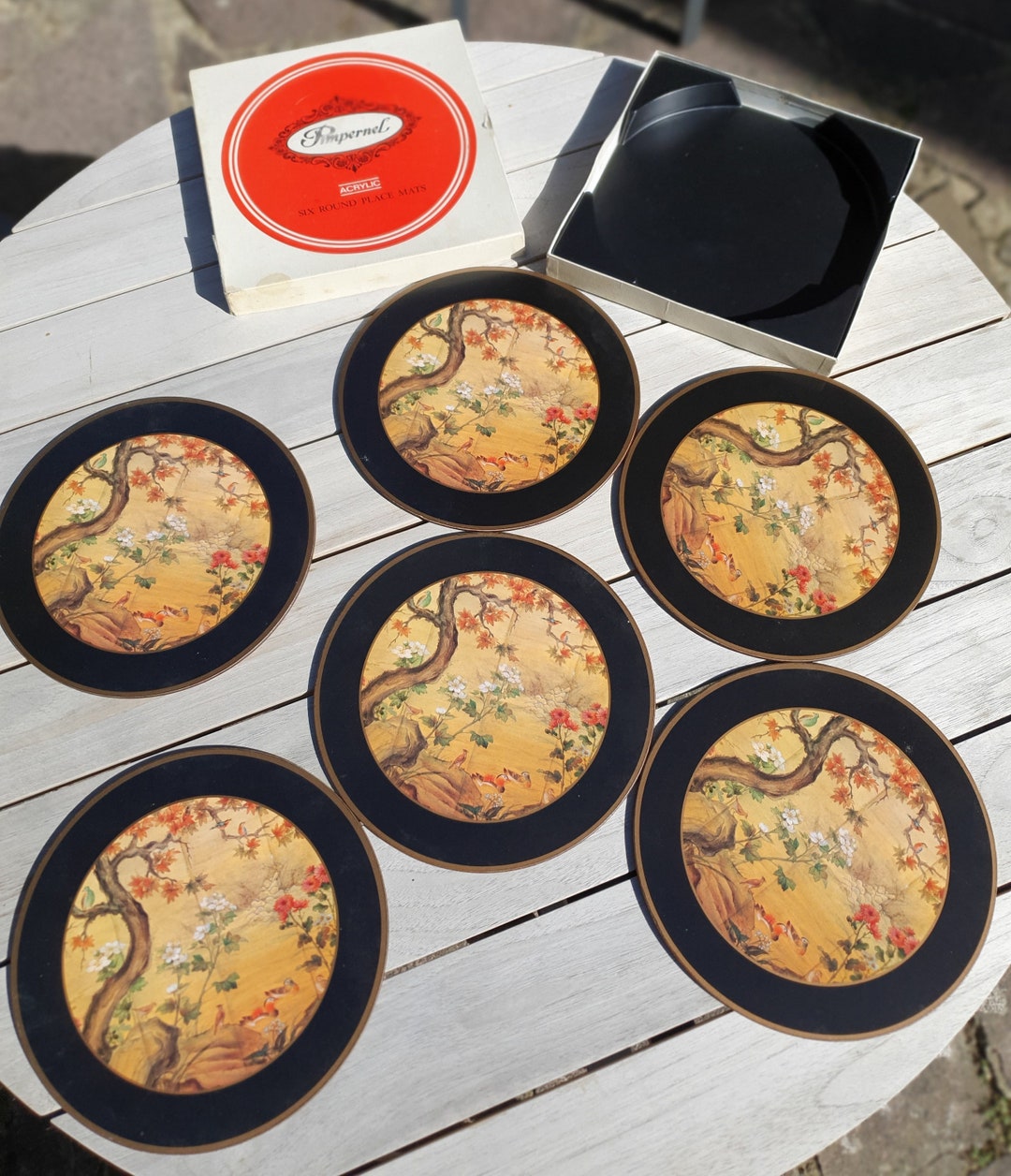 Vintage Retro Pimpernel Chinese Screen Round Placemats Set of Etsy