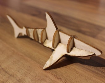 Planos de rompecabezas de tiburones 3D, archivos de peces de juguete