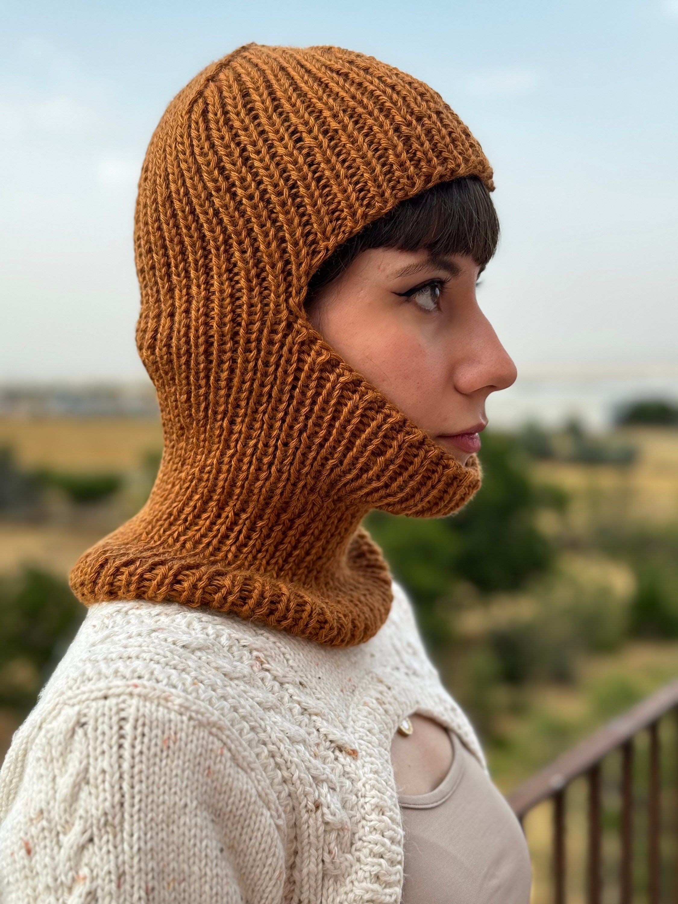 Hand Knitted Balaclava: Cinnamon Brown Wool Blend Ski Mask - Etsy