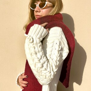 Hand knitted scarf in gradient red tones, cozy winter accessory, handmade neckwear made from 25% wool image 7