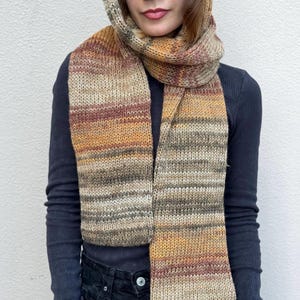 Handmade Knit Wool Scarf: Brown Gradient, Warm Winter Wear