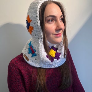 Balaclava crochet, hand knitted floral balaclava, granny square balaclava, balaclava knit, crochet hood image 6