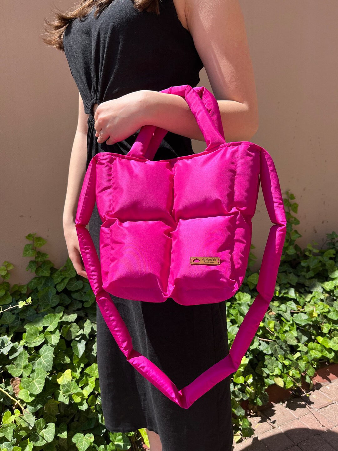Handmade Fuschia Puffer Bag, Vibrant Color Puffy Pillow Bag in Midi Size, Tote Bag With Lining and Inner Pocket, Pink Puffer Purse - Etsy