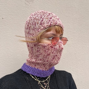 Wool balaclava, hand knitted full face balaclava