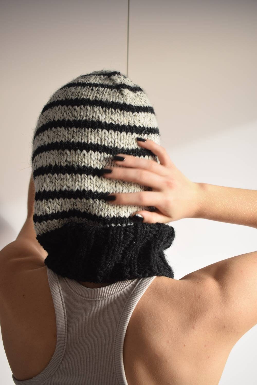 Balaclava, Knit Balaclava, Striped Beanie, Balaclava Face
