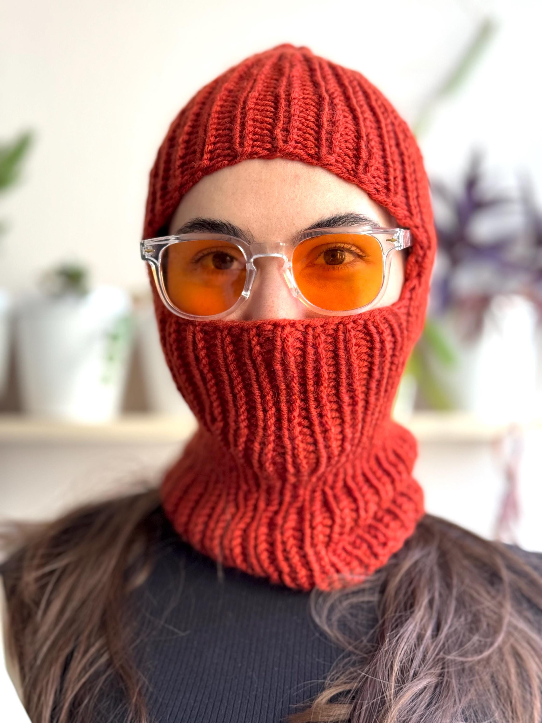 Hand Knitted Rust Red Balaclava - Stylish Ribbed Ski Mask for Winter - Etsy