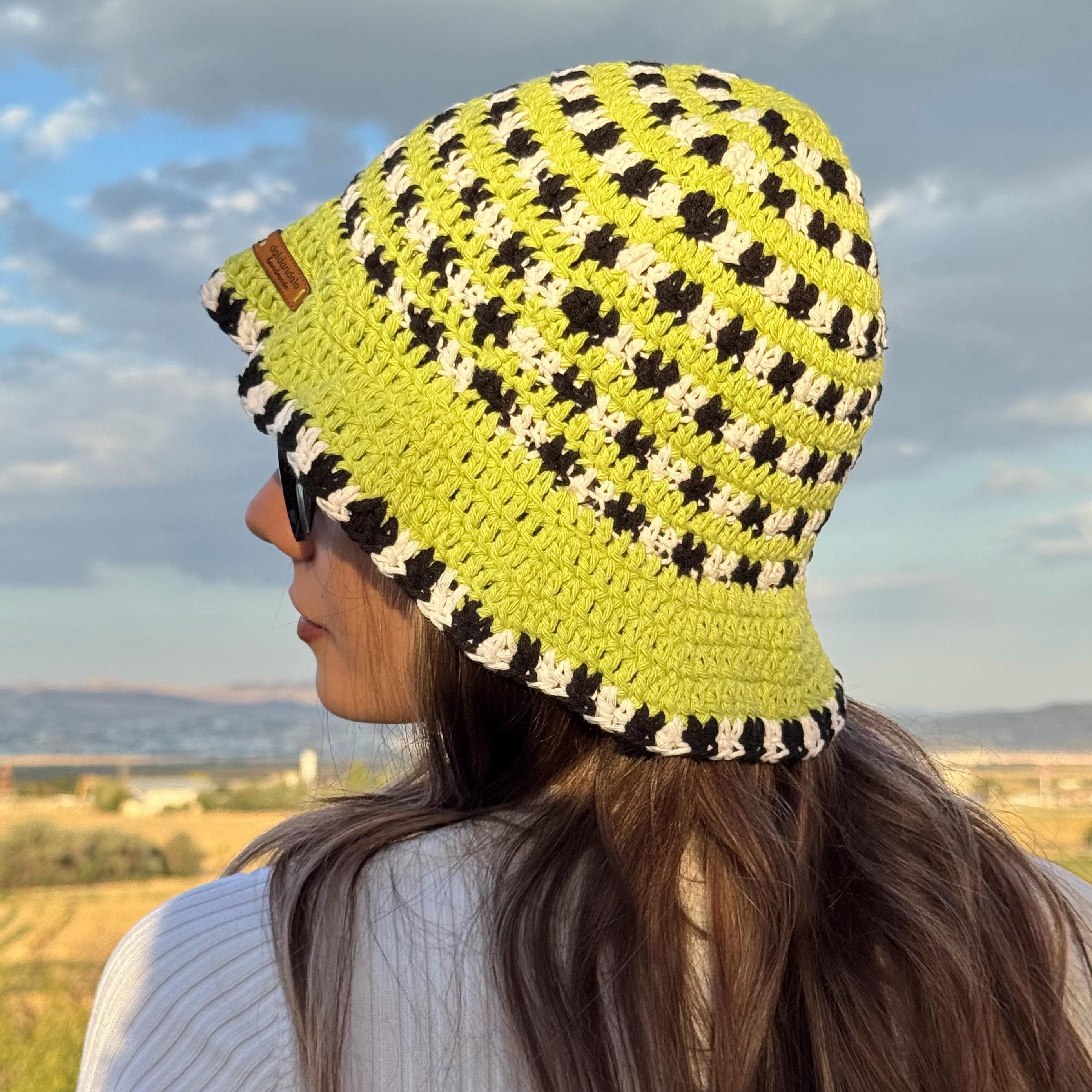 Green Crocheted Bucket Hat – Lime Tone Crochet Bucket Hat - Green – Yarn Stitch main image 4