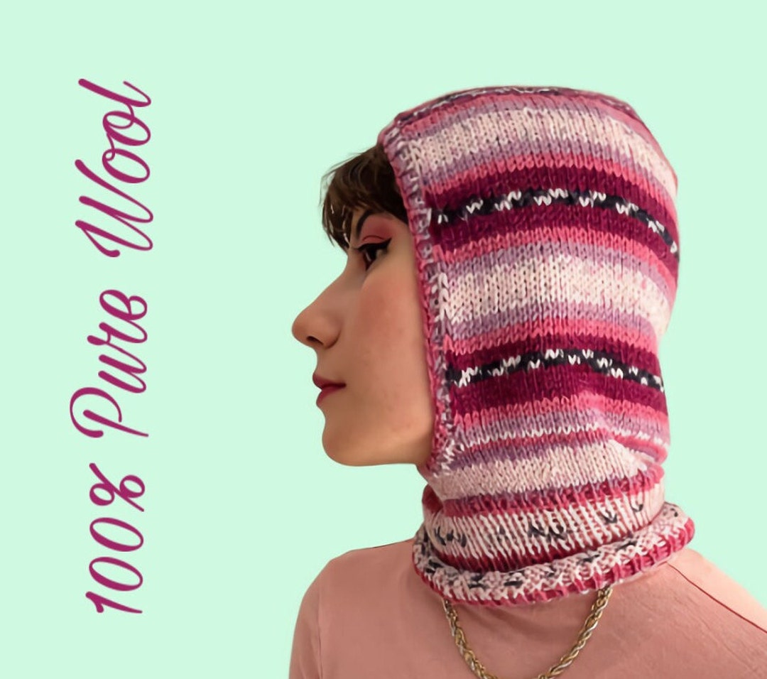 Balaclava Knit, Balaclava for Women, Hand Made Face Mask, Pure Wool