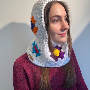 Balaclava crochet, hand knitted floral balaclava, granny square balaclava, balaclava knit, crochet hood image 7