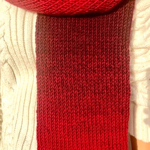 Hand knitted scarf in gradient red tones, cozy winter accessory, handmade neckwear made from 25% wool image 3