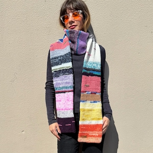 Handmade Knit Scrap Yarn Scarf: Colorful Eco-Friendly Gift