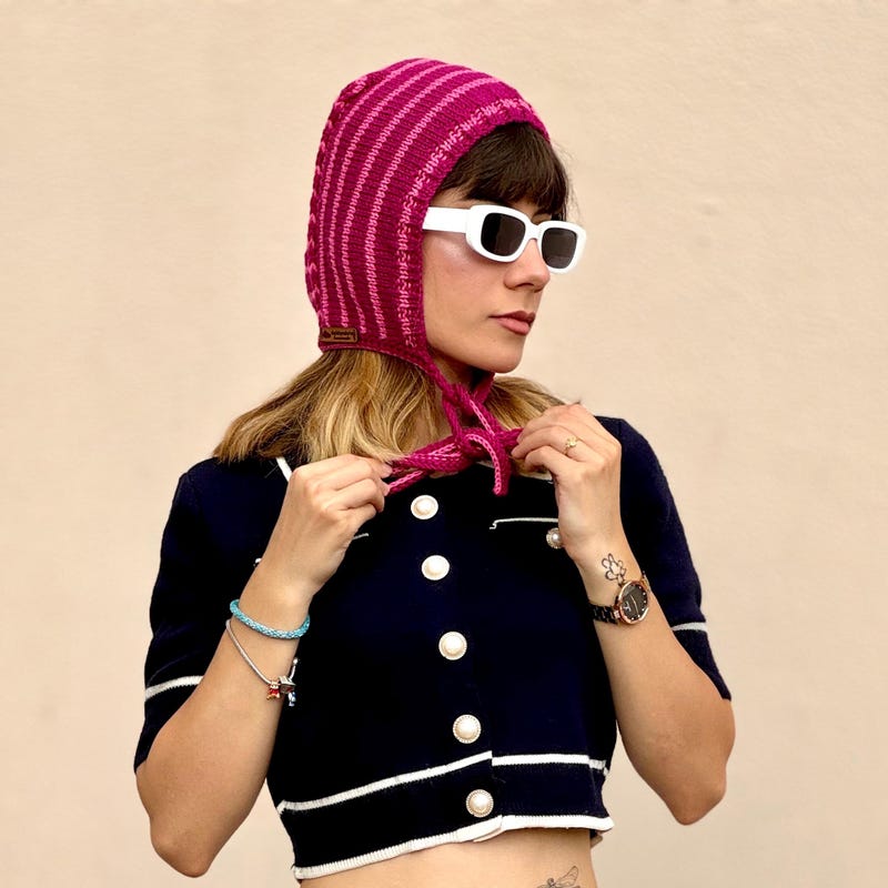 Stripe Border Knit Retro Tops&Hat main image 0
