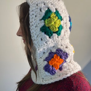 Balaclava crochet, hand knitted floral balaclava, granny square balaclava, balaclava knit, crochet hood image 2